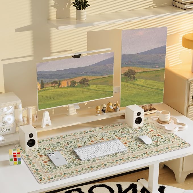 iCasso Desk Mat for Keyboard and Mouse, Large Mouse Pad, 35.4x15.7in,Beige | Back to School Desk Pad Mat, Anti-Slip Big Mousepad with Stitched Edges for Computer Desktop,Smooth Water-Resistant - Image 7
