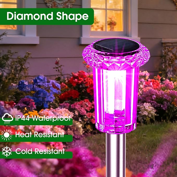 Eyrosa Solar Outdoor Lights, 15 Pack Solar Pathway Lights Outdoor Waterproof, Stake Lighting for Garden Yard Path Walkway Driveway Patio Lawn Decor,Color Changing - Image 3