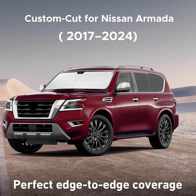 EcoNour Windshield Sunshade Compatible for Nissan Armada 2017-2022 2023 2024, Sun Visor for Front Windshield & Window Sun Shade Cover, UV Heat Blocker & Protector, Car Accessories - Image 2