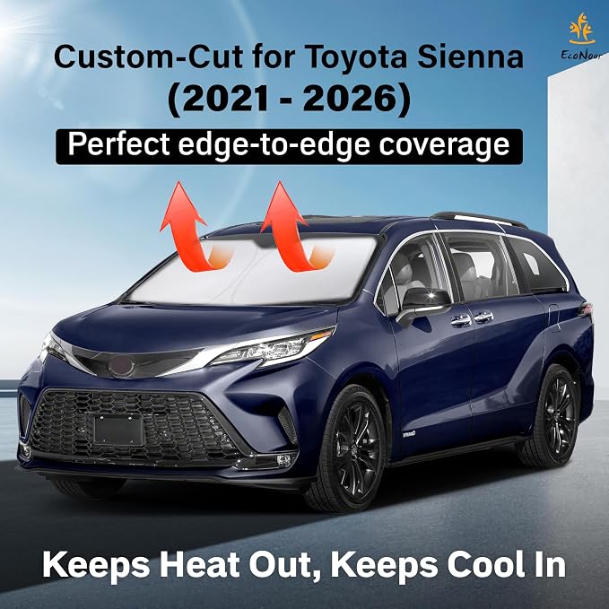 Toyota Sienna EcoNour Car Windshield Sunshade 2021-2026 - 280T Polyester Material Cars Sun Visor Reflector Blocks UV Rays - Foldable Sunshade Interior Protection Accessories - Image 2