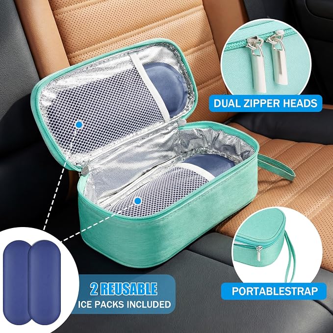Phone Cooler Bag for Beach, Portable Phone Cooling Pouch with 2 Reusable Ice Packs, Keeps Cool in Extreme Heat for Car Pool Hiking, Extends Battery Life, Fits All Smartphones(Green,Fabric) - Image 3