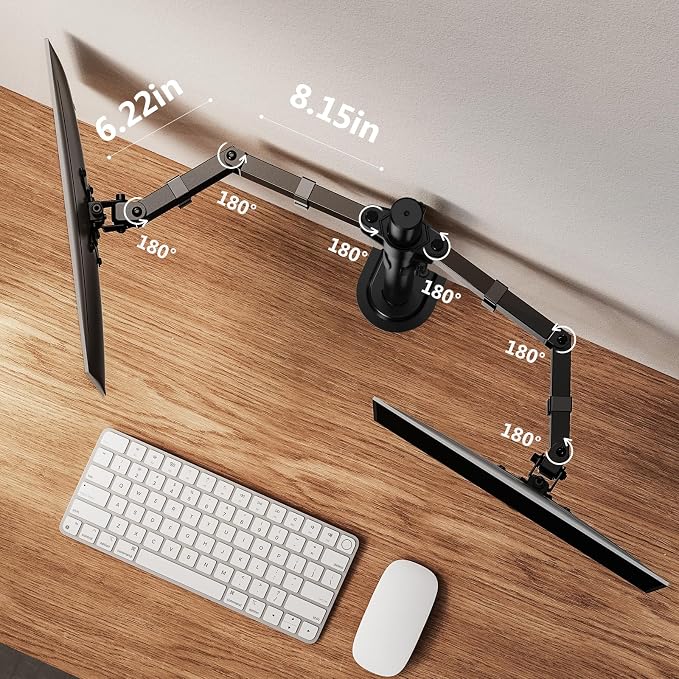 ErGear Dual Monitor Stand, Heavy Duty Adjustable Monitor Desk Mount for 2 Screens up to 32 Inches, Fully Adjustable Height, Tilt, Swivel, Rotate, Supports 17.6 lbs per Monitor Arm, Easy Installation - Image 6