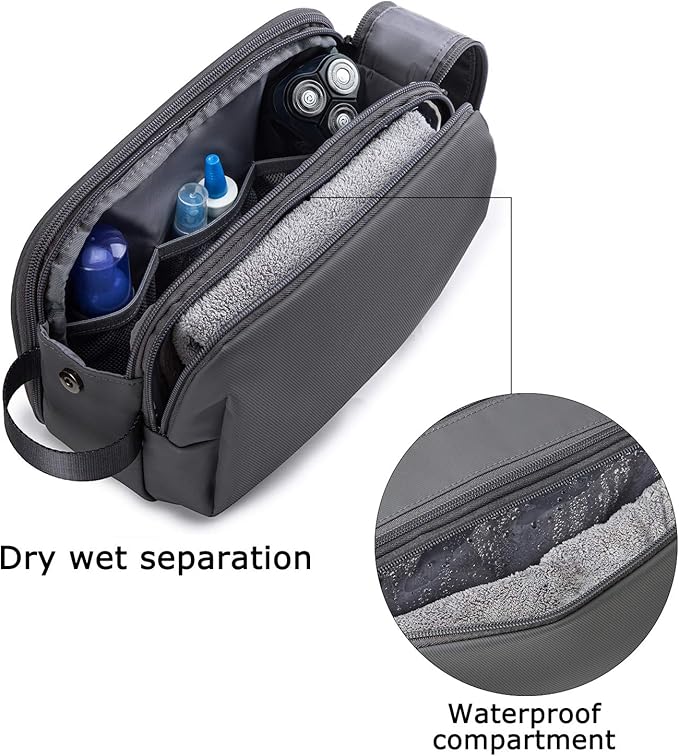 BAGSMART Toiletry Bag for Men, Travel Toiletry Organizer Dopp Kit Water-resistant Shaving Bag for Toiletries Accessories, Door Room Essentials,Grey-medium - Image 4