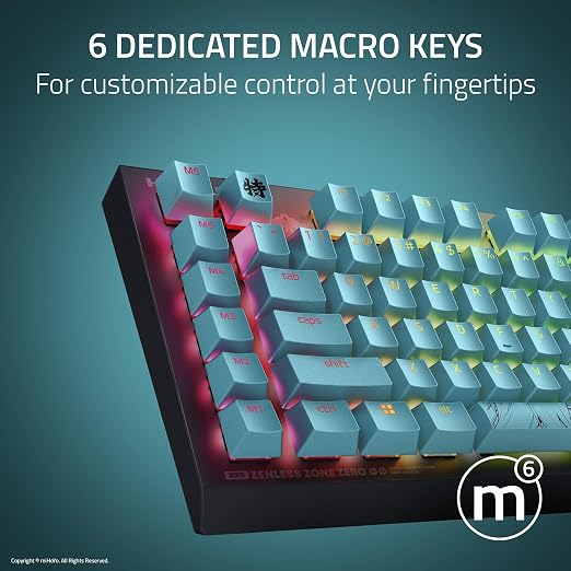 Razer BlackWidow V4 X Mechanical Gaming Keyboard, Zenless Zone Zero Edition | Green Switches Tactile & Clicky, 6 Macro Keys, Chroma RGB, Doubleshot ABS Keycaps, Sound Dampening & Stabilizers - Image 4