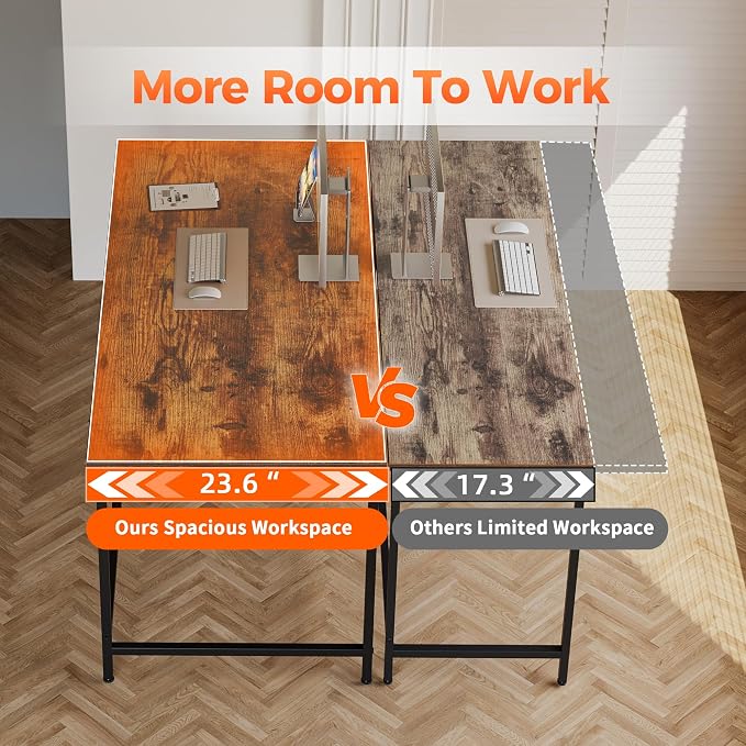Mericonia 48x24 Inch Computer Desk, 0.6" Thick Small Office Table | Modern Simple Style, Small Study & Writing Table for Home Bedroom Work, Brown - Image 6