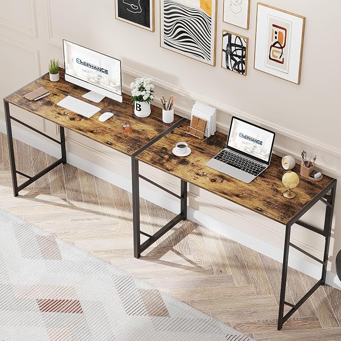 Elephance Folding Desk Writing Computer Desk for Home Office No-Assembly | Study Office Desk,Foldable Table for Small Spaces,39.4 inch,Rustic Brown - Image 7