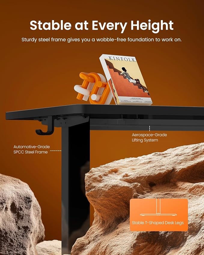 ErGear Height Adjustable Electric Standing Desk, 55 x 28 Inches Sit Stand up Desk, Memory Computer Home Office Desk, Carbon Fiber Black - Image 4