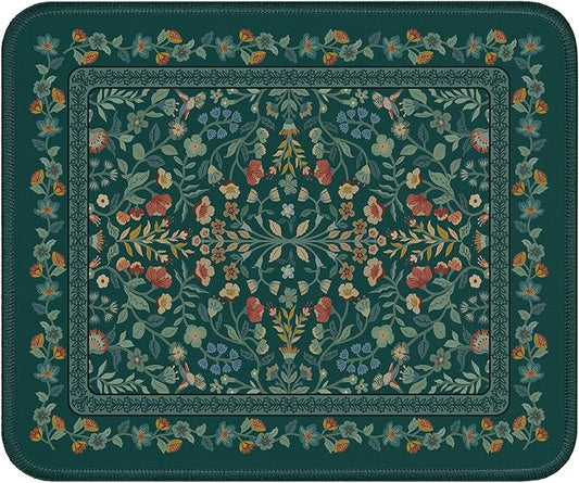 iCasso Aesthetic Small Mouse Pad, 9.5x7.9in,Home Office,Deep Green | Mini Portable Travel Mousepad, Anti-Slip and Comfortable Cloth Mouse Mat with Stitched Edges for Computer, Home by iCasso