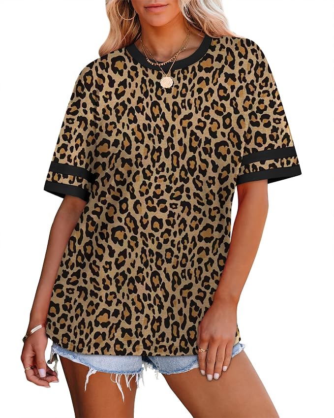 WIHOLL Womens T Shirts Loose Fit Short Sleeve Tees Crew Neck Color Block Summer Tops 2026 Fashion - Image 3