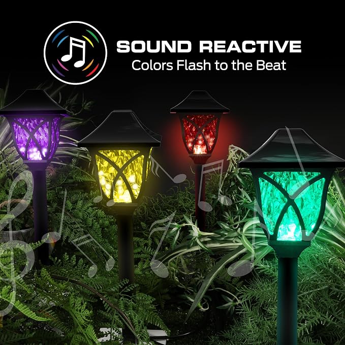 Monster Smart RGB+IC+WW Pathway Lights with 4 Dimmable LED Lights - Sound Reactive Garden Light, Weatherproof IP44 Outdoor Lighting - Compatible with Alexa, Google Assistant, Siri, Monster App - Image 5