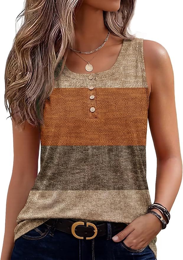 Zeagoo Womens Tank Tops Summer Sleeveless Tops Loose Button Henley Shirts Crew Neck Dress Casual 2026 Clothes by Zeagoo
