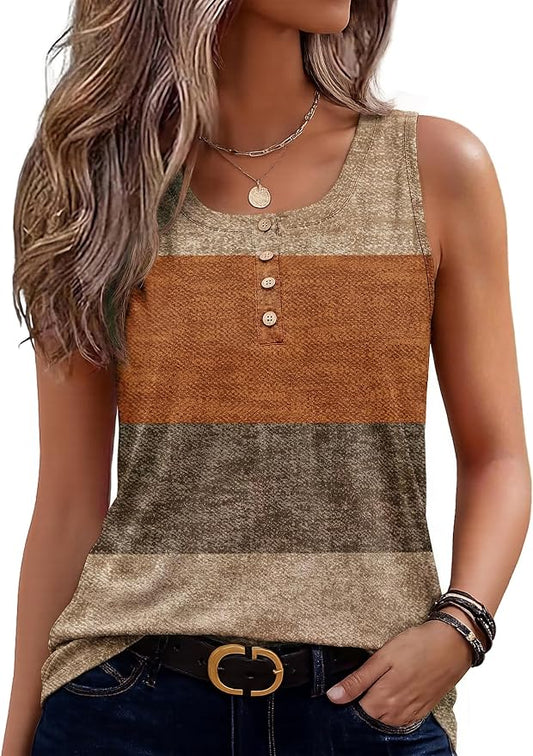 Zeagoo Womens Tank Tops Summer Sleeveless Tops Loose Button Henley Shirts Crew Neck Dress Casual 2026 Clothes by Zeagoo