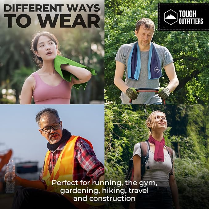 Tough Outdoors Cooling Towels for Neck Face - Neck Cooling Towel for Hot Weather Yoga Sports Golf Sweat - Instant Cold Towel - Image 6