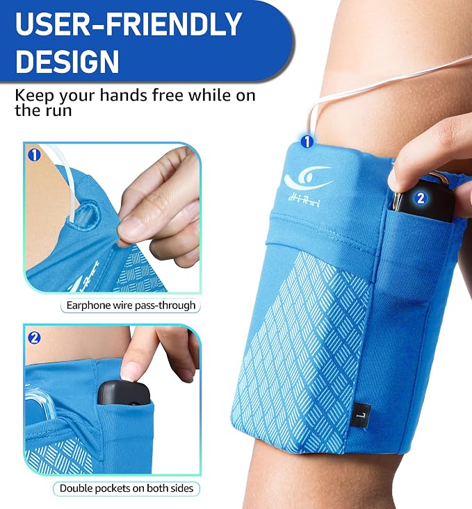 HiRui Universal Sports Armband Cell Phone Armband Sleeves Running Armband for Exercise Workout, Compatible with iPhone 17/17Plus/Pro/16/15/15Plus/14 Samsung Galaxy All Phones (X-Large, Blue) - Image 4