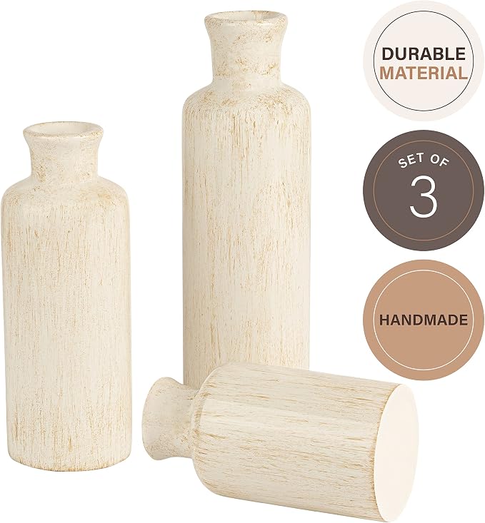 Creative Scents Rustic Luxe Vase Set - Vases for Decor, Perfect for Holding Pampas Grass, Dried/Fresh Flowers, Vases for Your Kitchen, Bedroom, Office, Living Room, Bathroom, or Shelf Decor - Image 6