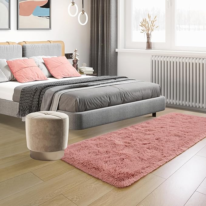 Tepook Soft Runner Rugs for Bedroom 2x6 ft with Rubber Backing, Blush Fluffy Rugs for Living Room, Shag Bedside Rug Fuzzy Plush Carpet for Room, Area Rug for Dorm Nursery Hallway Indoor Home Decor - Image 6