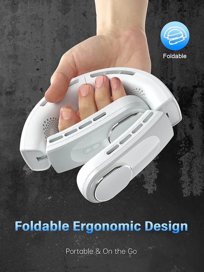 ChillGo Neck Fan - 4 Turbo Foldable Portable Fans - Personal Bladeless Fan 5200mAh with Strong Airflow, Neck Fans that Blow Cold Air with 4 Vent Small Mini Fans Wearable Cooling Fan for Travel Outdoor - Image 4