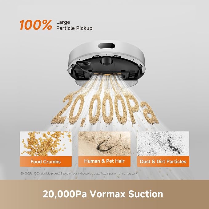 dreame D20 Air Plus Robot Vacuum and Mop, 20,000Pa Powerful Suction | 120-Day Self-Emptying with 4L Dust Bag, Anti-Tangling Tech, Edge-to-Corner Cleaning, Deep Carpet Cleaning, 360° Navigation - Image 3