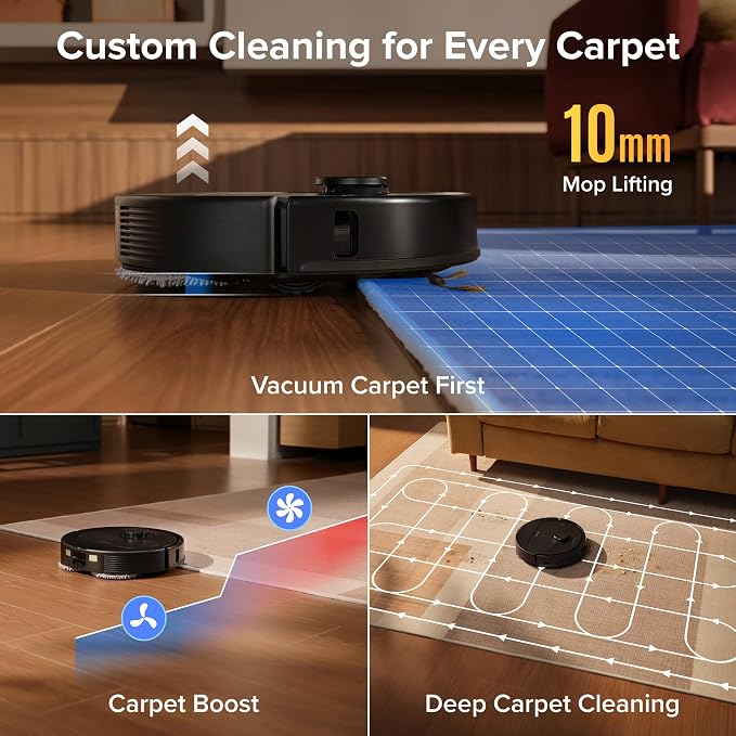 roborock 2026 New Qrevo S Pro Robot Vacuum and Mop, 18,500Pa Suction | Multifunctional Dock with 167℉ Mop Self-Cleaning, Smart Obstacle Avoidance, Anti-Tangle Brush, Liftable Spinning Mop, Black - Image 7