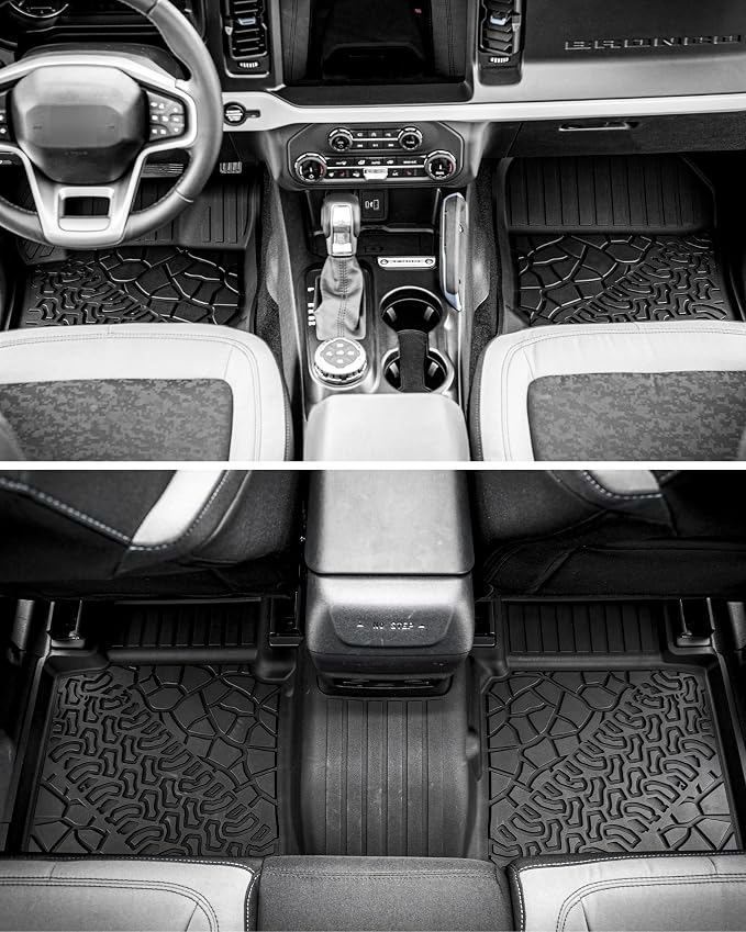 3W Floor Mats Fit for 2021-2025 2026 Ford Bronco 2 Door All Weather TPE Car Accessories Custom Fit Floor Liner 1st and 2nd Row Car Mats, Black (Not for Bronco Sport & Rubberized Floor) - Image 9