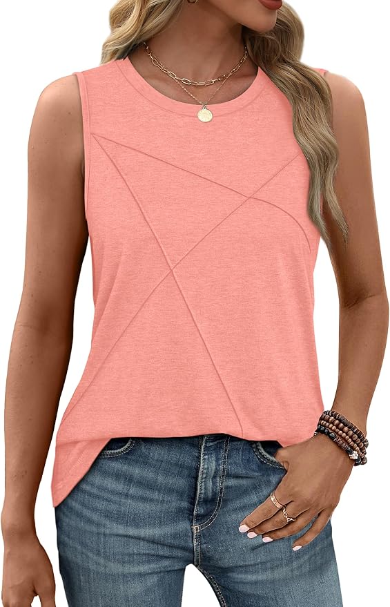 WIHOLL Women's Sleeveless Summer Crewneck Loose Fit Tank Tops - Image 4