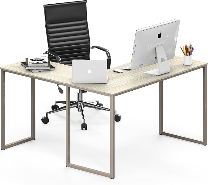 SHW Mission 48 x 48 L-Shape Home Office Computer Desk, Maple | Reversible Desktop Design - Image 4