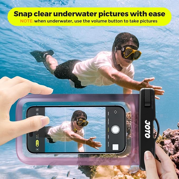 JOTO Up to 7" Universal Waterproof Phone Case for iPhone 16 15 14 13 Plus Pro Max, IPX8 Cellphone Dry Bag 12 11 Pro Max XR X 8 7 6S Plus SE, Galaxy S23 S22 S21 S20+ S20 Plus Note, Pixel -Clearpurple - Image 3