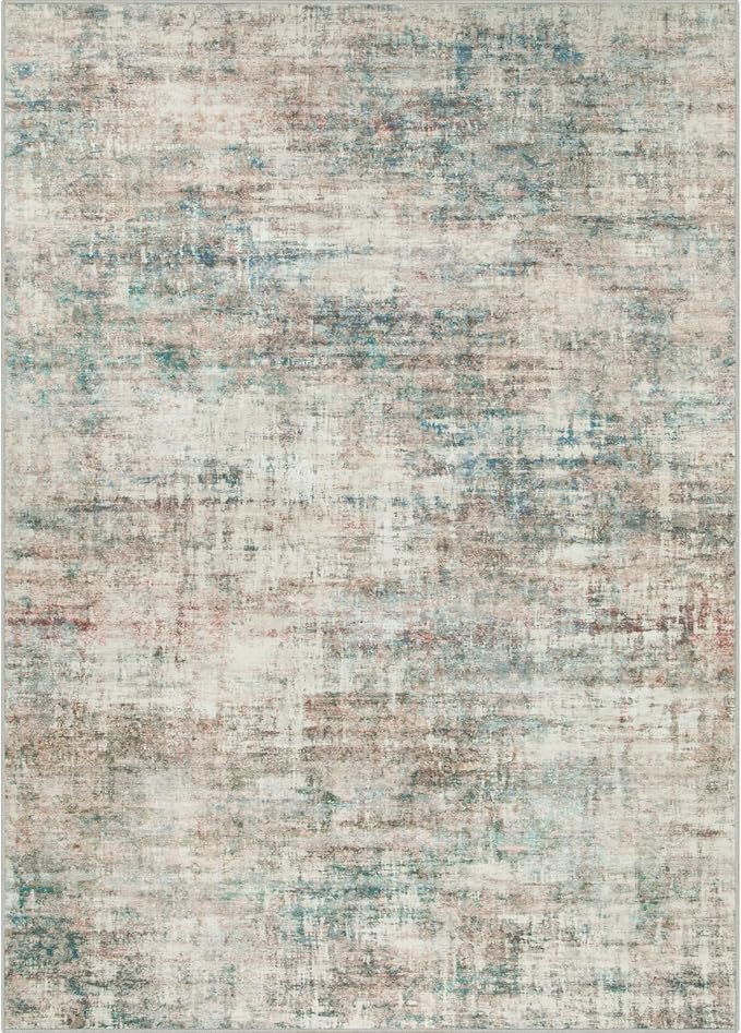 9x12 Area Rugs Washable Rug: Modern Abstract Living Room Rug Soft Anti-Skid Thin Carpet Indoor Floor Non-Shedding Carpets for Bedroom Dining Room Farmhouse Nursery Home Office Multi Color - Image 8
