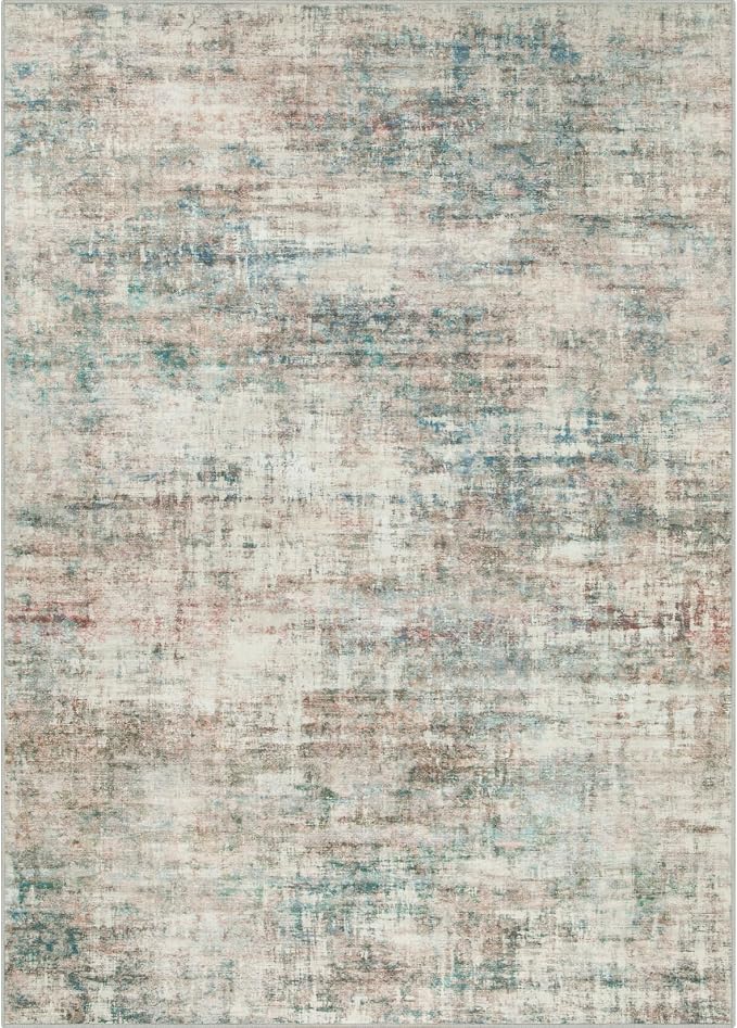 8x10 Area Rugs Washable Rug: Large Modern Abstract Living Room Rug Soft Anti-Skid Thin Carpet Indoor Floor Non-Shedding Carpets for Bedroom Dining Room Farmhouse Nursery Home Office Multi - Image 8
