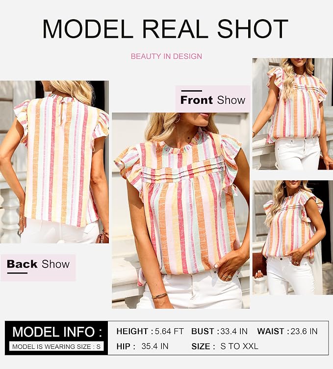 SHEWIN Womens Summer Crewneck Tank Tops Casual Ruffle Sleeveless Tops Shirts - Image 3
