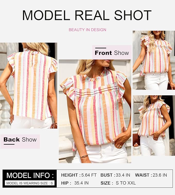 SHEWIN Womens Summer Crewneck Tank Tops Casual Ruffle Sleeveless Tops Shirts - Image 3
