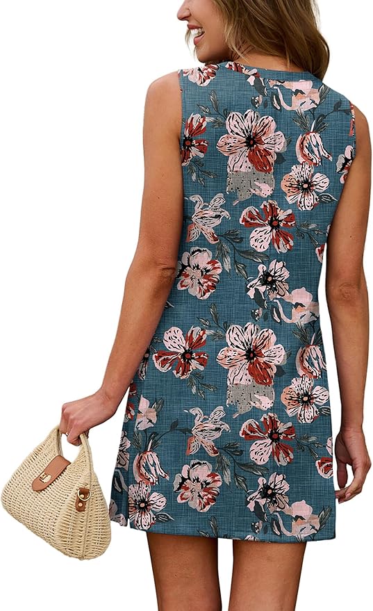 WIHOLL Casual Dresses for Women Crewneck Sleeveless Tank Dress Summer Spring Boho Vacation Clothes - Image 5