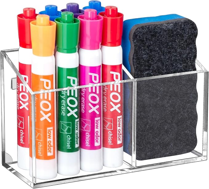 BEYGORM Magnetic Dry Erase Marker Holder for Whiteboard & Refrigerator | Non-slip Acrylic Pen Holder for Classroom, Fridge Magnet, Locker Organizer Accessories, Teacher & School Supplies(Clear) by BEYGORM
