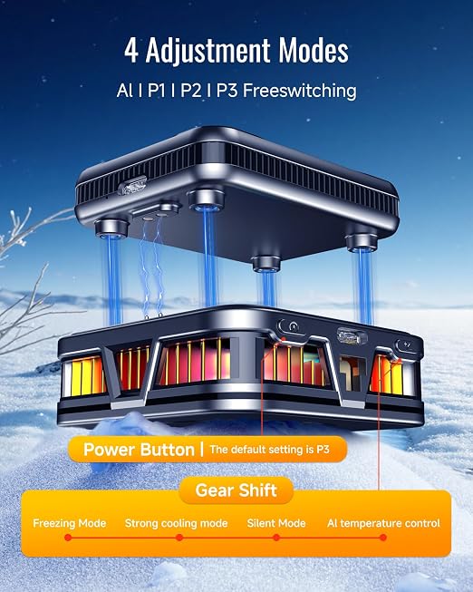 Magnetic Phone Cooler with 2500mAh Detachable Battery, Low to 15.8°F Radiator Wireless Fan with AI Temp Control & RGB, Compatible with iPhone 16/15/14/13/12 Series, Samsung, and Most Smartphones - Image 6