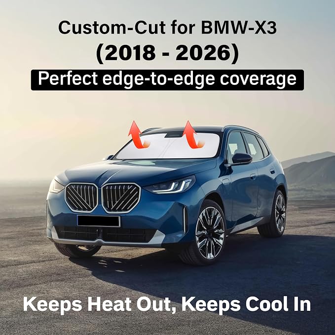EcoNour Windshield Sunshade Compatible for BMW X3 2018-2024, 2025, 2026 Including sDrive30i, xDrive30i, M40i, and Hybrid Trims, Sun Visor for Front Window Sun Shade Cover, Car Accessories - Image 2