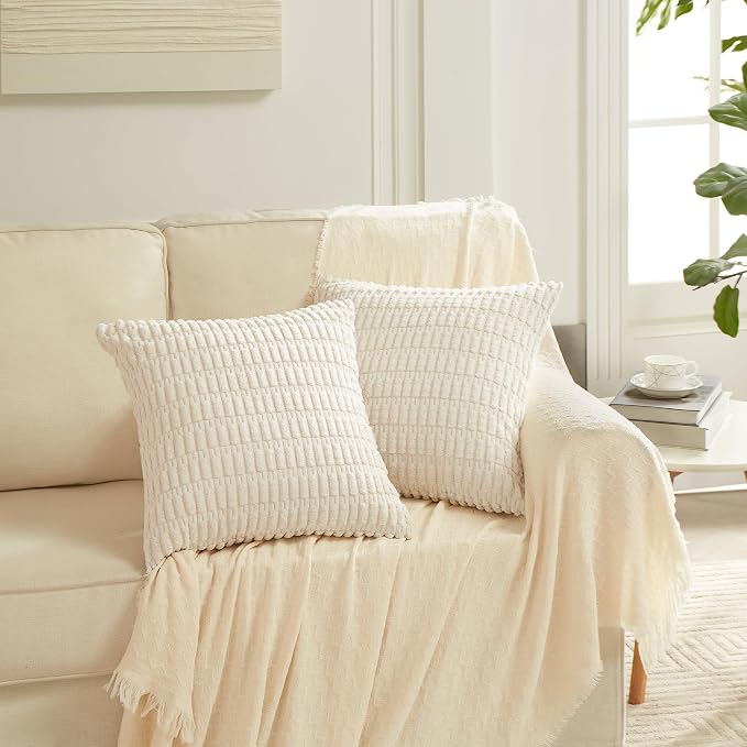 Fancy Homi 4 Packs Decorative Throw Pillow Covers for Living Room Couch Bed, Modern Farmhouse Boho Home Décor Accent Cushion Case, 24" x 24", Neutral - Image 6