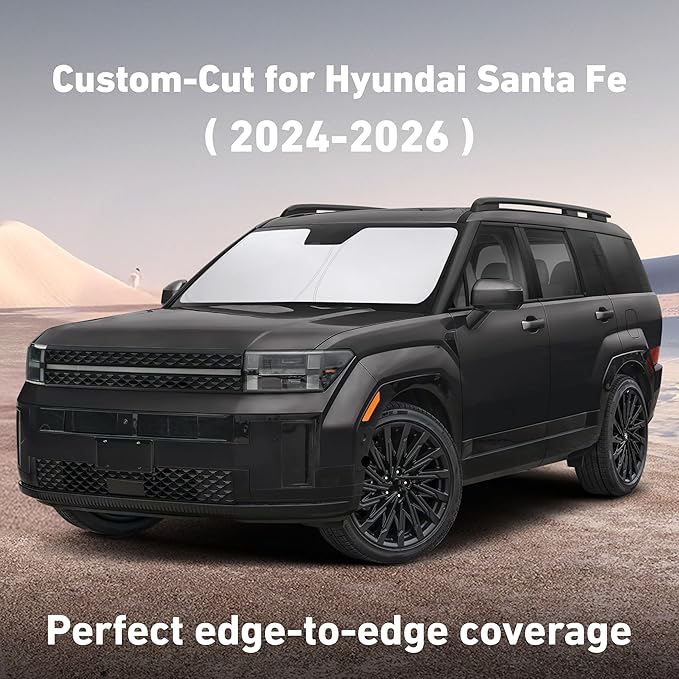 EcoNour Windshield Sunshade Compatible for Hyundai Santafe 2024 2025 2026, Sun Visor for Front Windshield & Window Sun Shade Cover, UV Heat Blocker & Protector, Car Accessories - Image 2