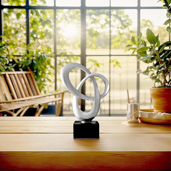 Dosker Abstract Sculpture Knot Decor Mobius Stripe Statue (Silver) | Modern Sculpture for Home Decor,Coffee Table Decor for Living Room,Office - Image 4