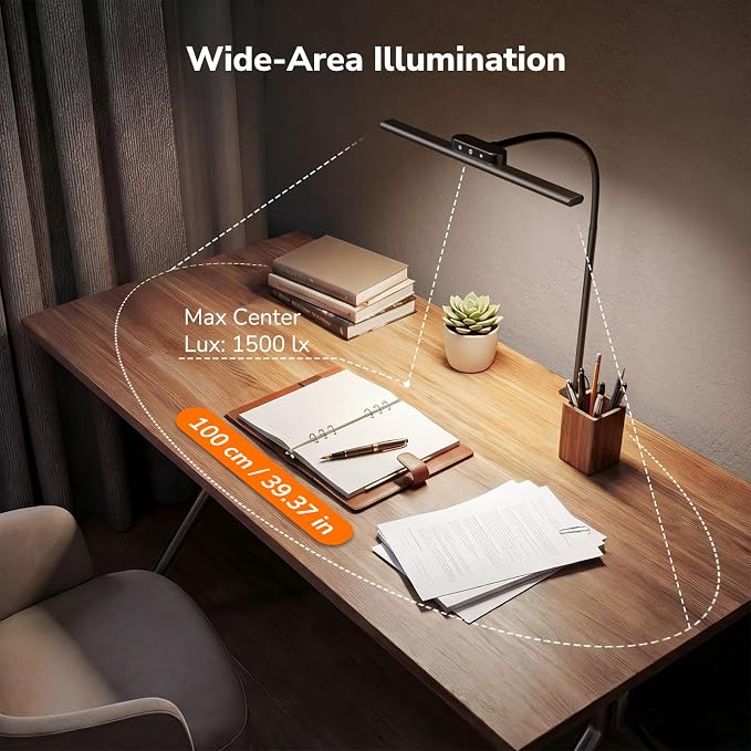 Lepro Led Desk Lamp for Home Office, Desk Light with Clamp, 11W 700LM Black | Clip on Task Light, Eye Caring 25 Lighting Modes, Flexible Gooseneck, Architect Lamp for Monitor, Workbench, Draft, Crafts - Image 4