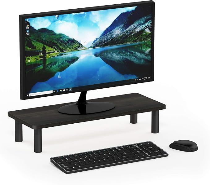 Furinno Turn-N-Tube Monitor Stand Riser, 23.6"W Rectangle Monitor Riser, Laptop Stand for Desk, Office Desk Accessories, Desk Organizers and Accessories, Toolless Assembly, Espresso by Furinno-FitsYourSpaceFitsYourBudget