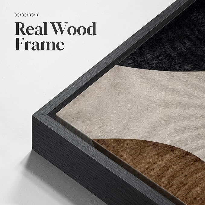 Framed Neutral Abstract Minimalist Wall Art Set of 2, Modern Canvas Prints Paintings Artwork for Walls, Black Beige Brown Abstract Art Pictures for Bedroom Living Room Dining Room Wall Decor 16x24 In - Image 5