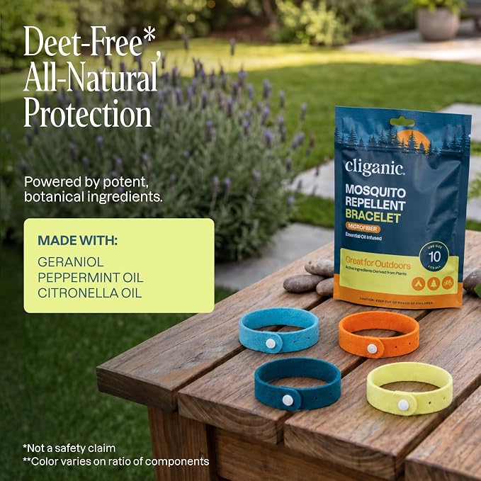 Cliganic Mosquito Repellent Microfiber Bracelets (10 Count) - for Adults and Kids, DEET Free Wristbands - Image 8