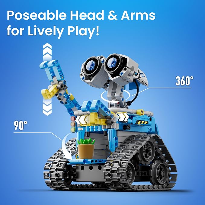 Sillbird Building Robot Kit with Remote Control STEM Gift for Boys Age 8-12 | Coding Robotic Toys, Educational Birthday Presents, App-Controlled, Build 5in1 Models, Rechargeable Blue Bot Set, 488 Pieces - Image 5