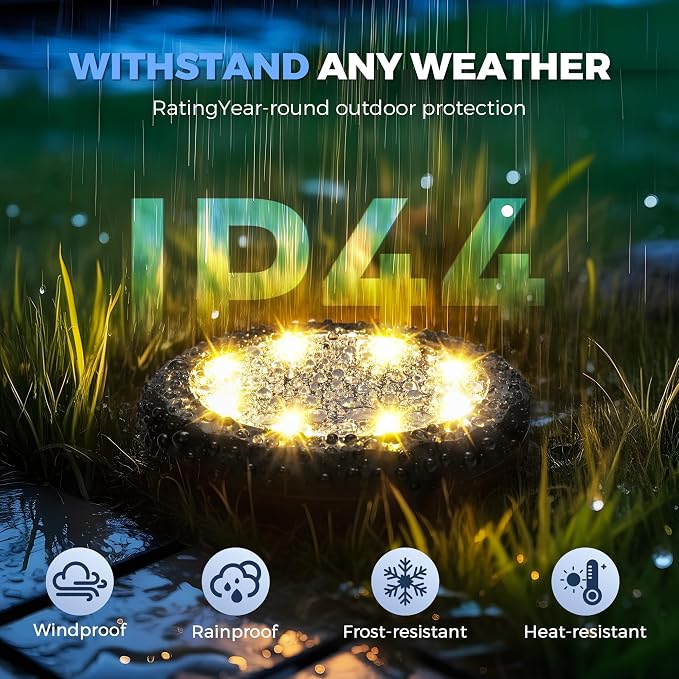 SOLPEX Mini Solar Ground Lights, 12 Pack Pathway Solar Lights Outdoor Waterproof, Garden Lights for Driveway Walkway Yard Landscape (Warm White) - Image 5
