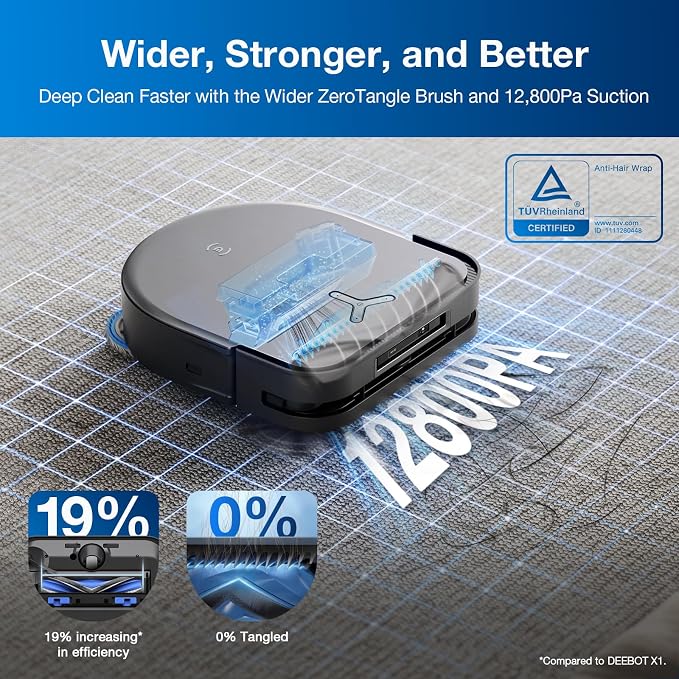 ECOVACS Robot Vacuum Cleaner DEEBOT X5 PRO Omni with All-in-one Station, 12.800Pa, ZeroTangle, TruEdge Adaptive Edge Mopping, 150℉ Hot Water Mop Washing, AINA 2.0 Intelligent Navigation - Image 3