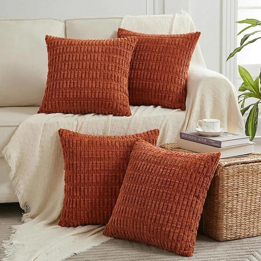 Fancy Homi 4 Packs Decorative Throw Pillow Covers for Living Room Couch Bed, Modern Farmhouse Boho Home Décor Accent Cushion Case, 20" x 20", Burnt Orange by Fancy+Homi