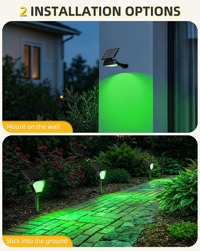 T-SUN Solar Lights Outdoor Waterproof IP65, 6Pack LED Solar Spot Lights Color Changing IP65 Waterproof Smart Auto On/Off for Outside Landscape Garden Yard Lawn Pathway Patio Driveway - Image 5