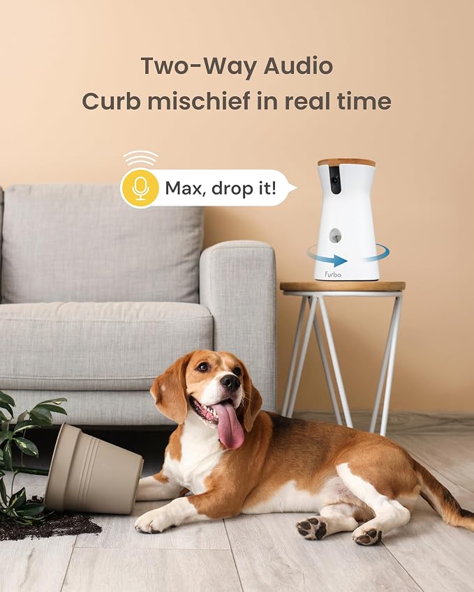 Furbo 360° Dog Camera: Basic See, Talk & Toss Features, No AI Alerts, No Subscription Required, Pet Security Cam w/Barking Alerts, Rotating View, Treat Toss, 2-Way Audio, Smart Home Puppy Monitoring - Image 5