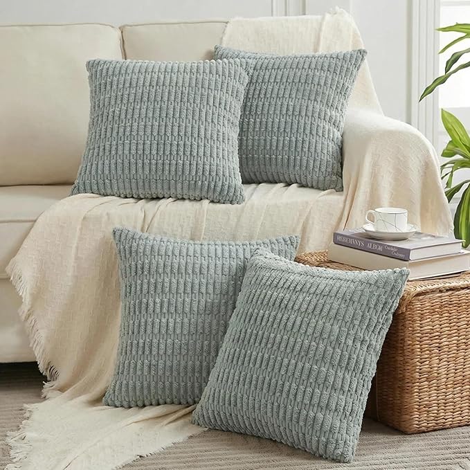Fancy Homi 4 Packs Decorative Throw Pillow Covers for Living Room Couch Bed, Modern Farmhouse Boho Home Décor Accent Cushion Case, 24" x 24", Grey Blue by Fancy+Homi