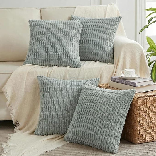 Fancy Homi 4 Packs Decorative Throw Pillow Covers for Living Room Couch Bed, Modern Farmhouse Boho Home Décor Accent Cushion Case, 16" x 16", Grey Blue by Fancy+Homi